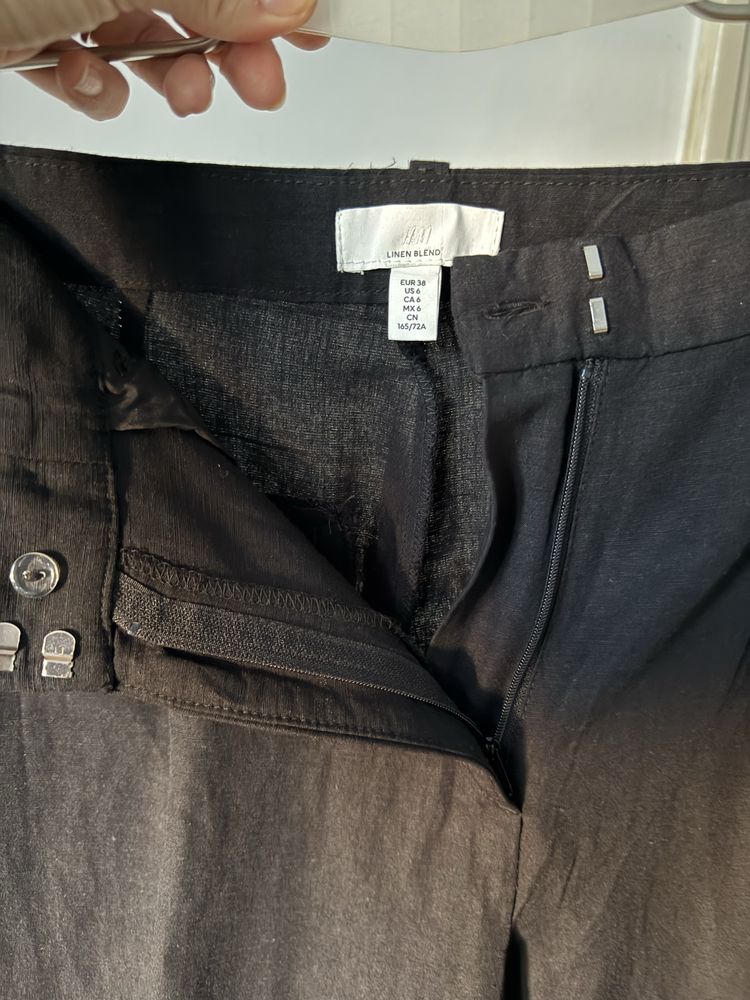 Pantaloni largi din in si bumbac