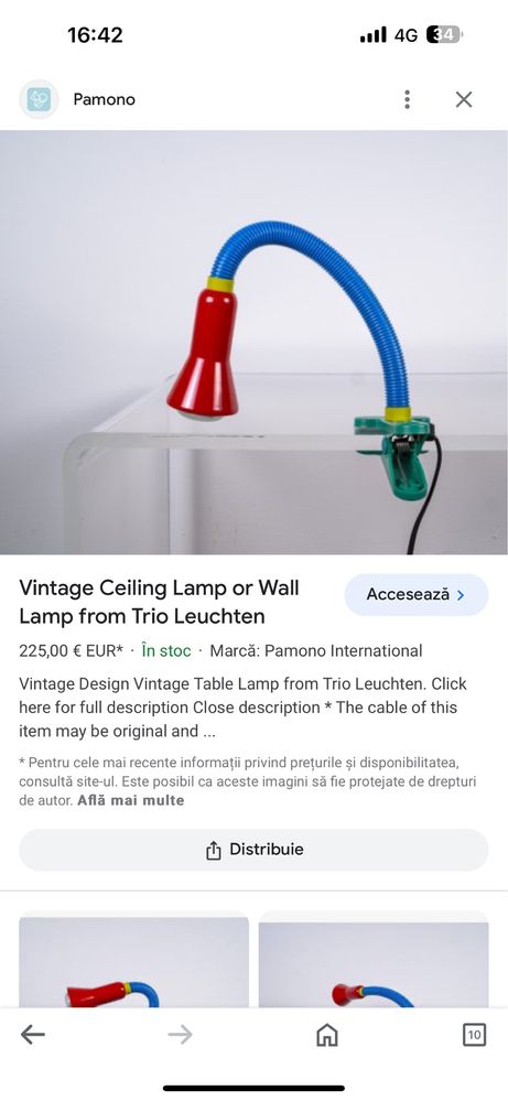 Frumoasa lampa de birou de designer Trio Leuchten vintage veche