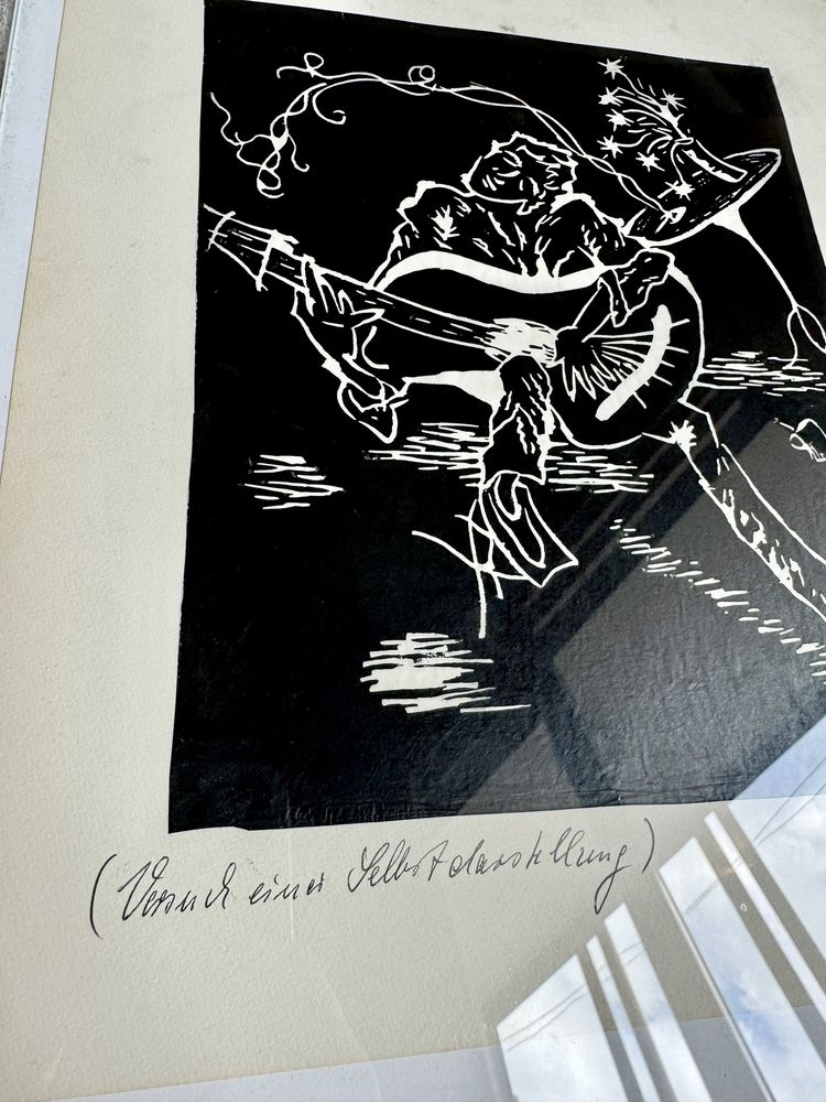 Немска линогравюра с подпис на автора