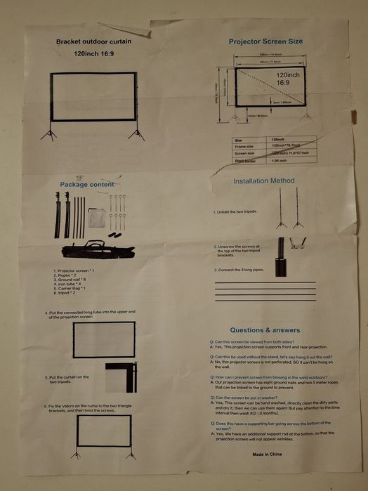 ecran de proiecție de exterior