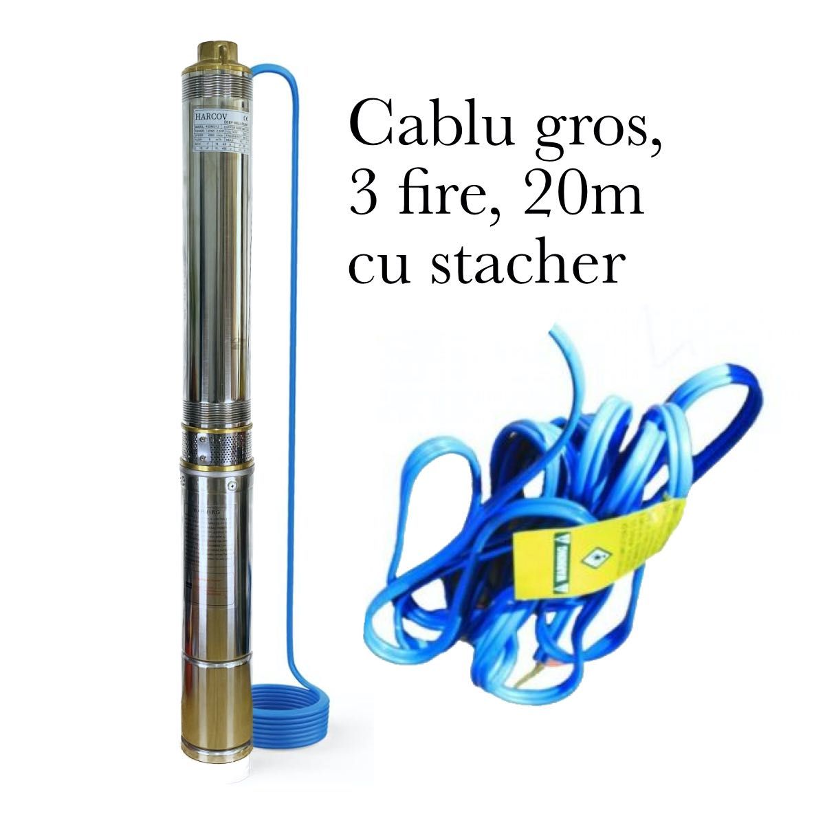 Pompa submersibila 1,5KW, 8 turbine, 7m3/h, Ref-150m, Cablu-20m, Inox