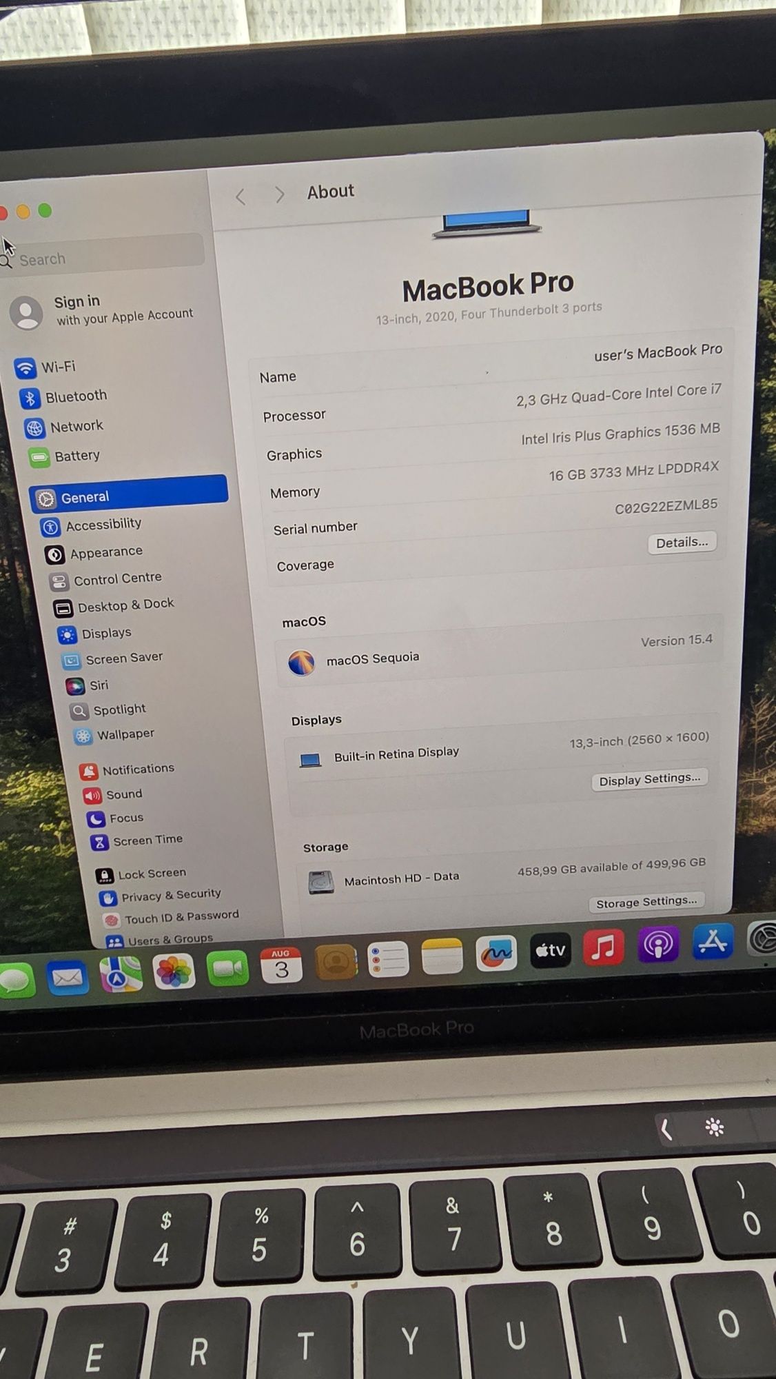 Macbook Pro 13 A2251 2020 i7  2.3ghz 16GB RAM 512GB SSD