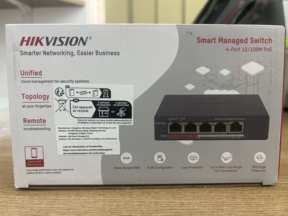 Switch POE Hikvision cu management sigilat