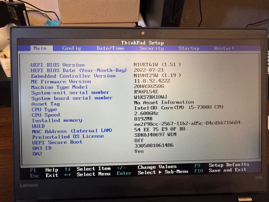 Lenovo Thinkpad T570 I5 SSD 256 nou 8 GB ram