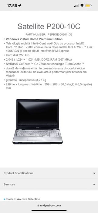 Laptop Toshiba P200-10c