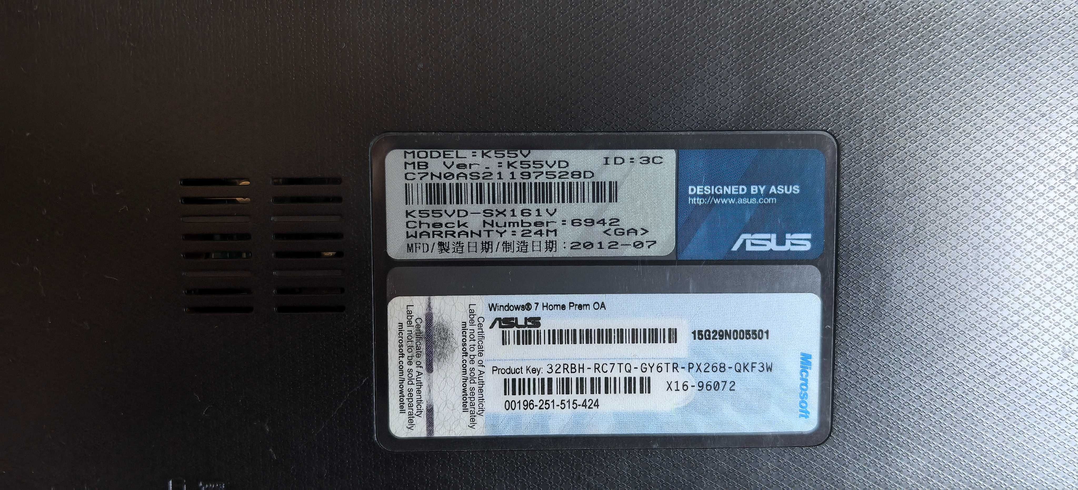 Laptop Asus Intel Core I5 3210M 8gb ddr3 display 15,6inch