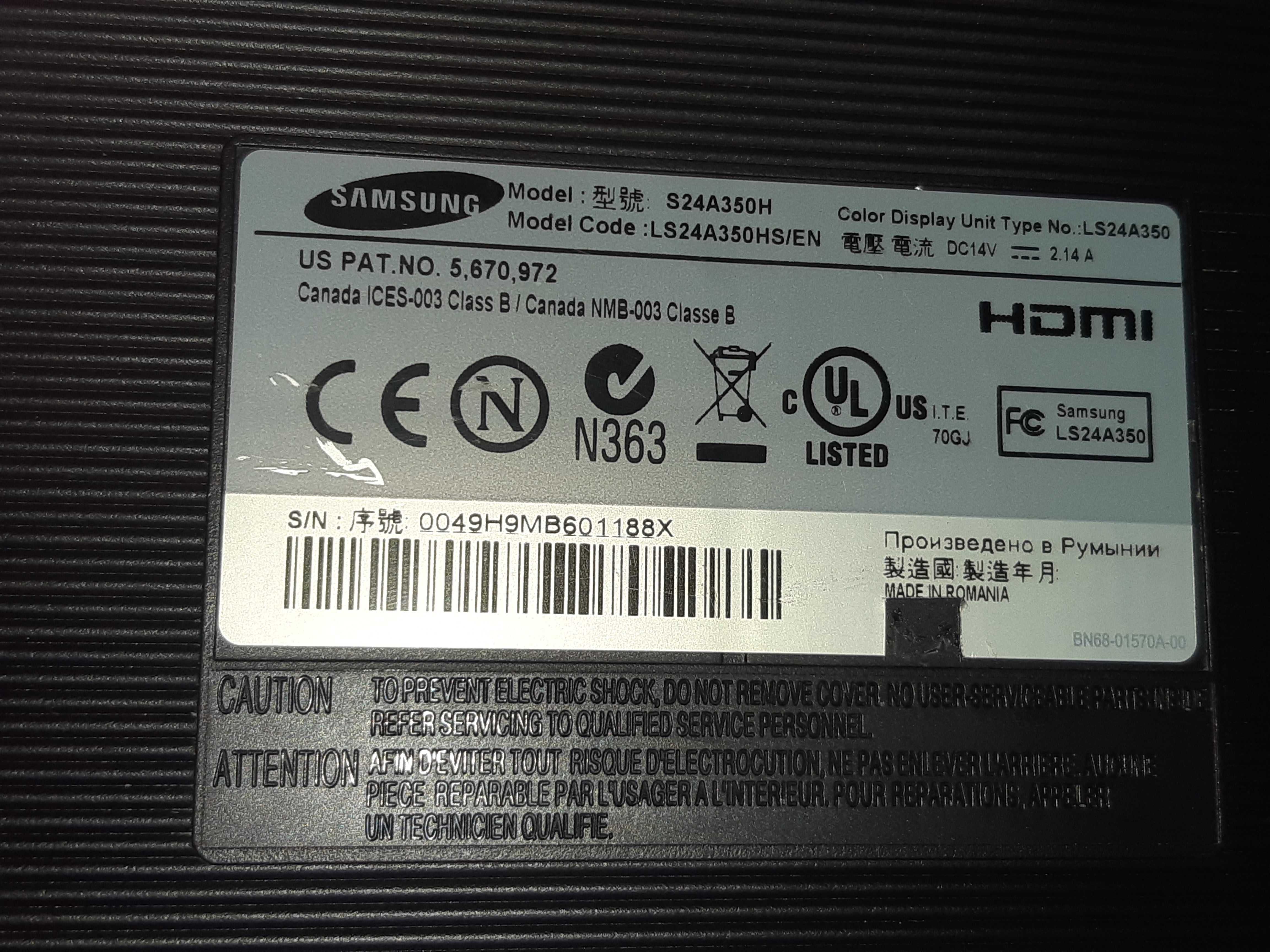 Monitor/TV Samsung 24inch 1080p FullHD Ca Nou Predare Personala
