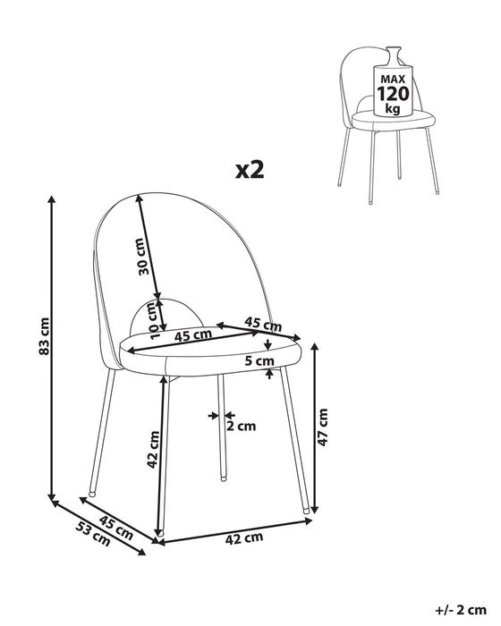 NOU Set 2 scaune "COVELO", catifea