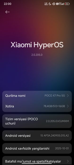 Poco x7 pro 5G 12/512gb