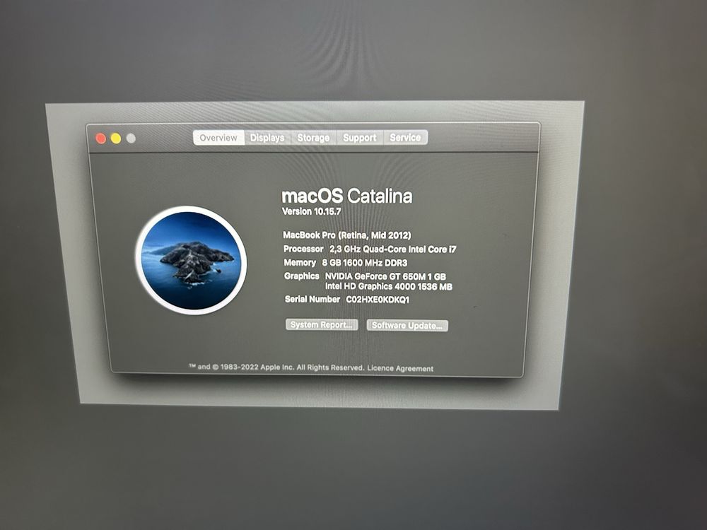 Mac book pro 2012