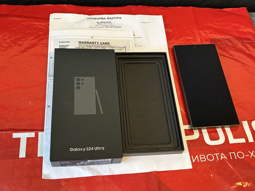 ***КАТО НОВ 512GB Samsung S24 Ultra 12GB Гаранция Technopolis 2г Black