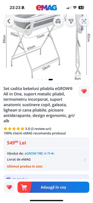 Set cadita pliabila bebelusi NOU