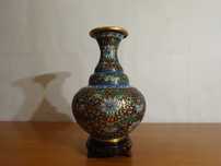 Vaza Asiatica Cloisonné, Bronz & Email Champleve - RARITATE