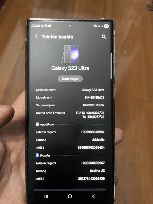 Samsung S23 ultra sotiladi naxtga