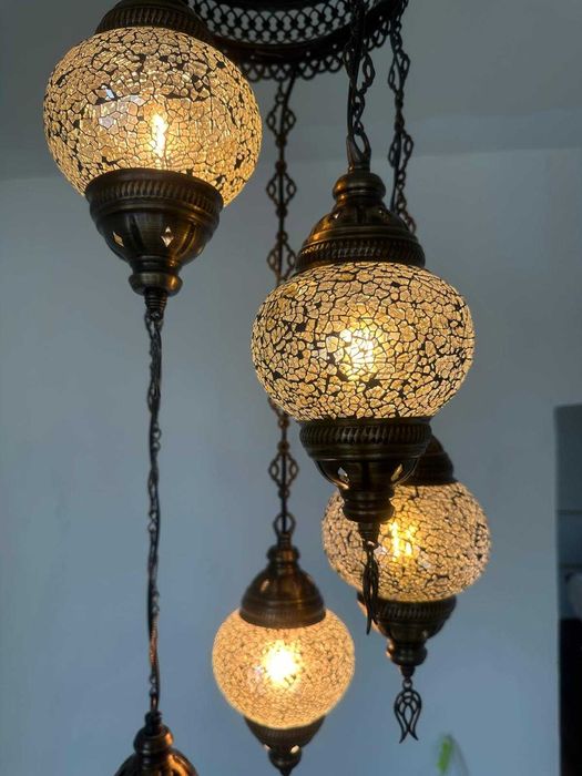 Turcă Mozaic Candelabru | Sticlă Unicolor Pandantiv Lumină
