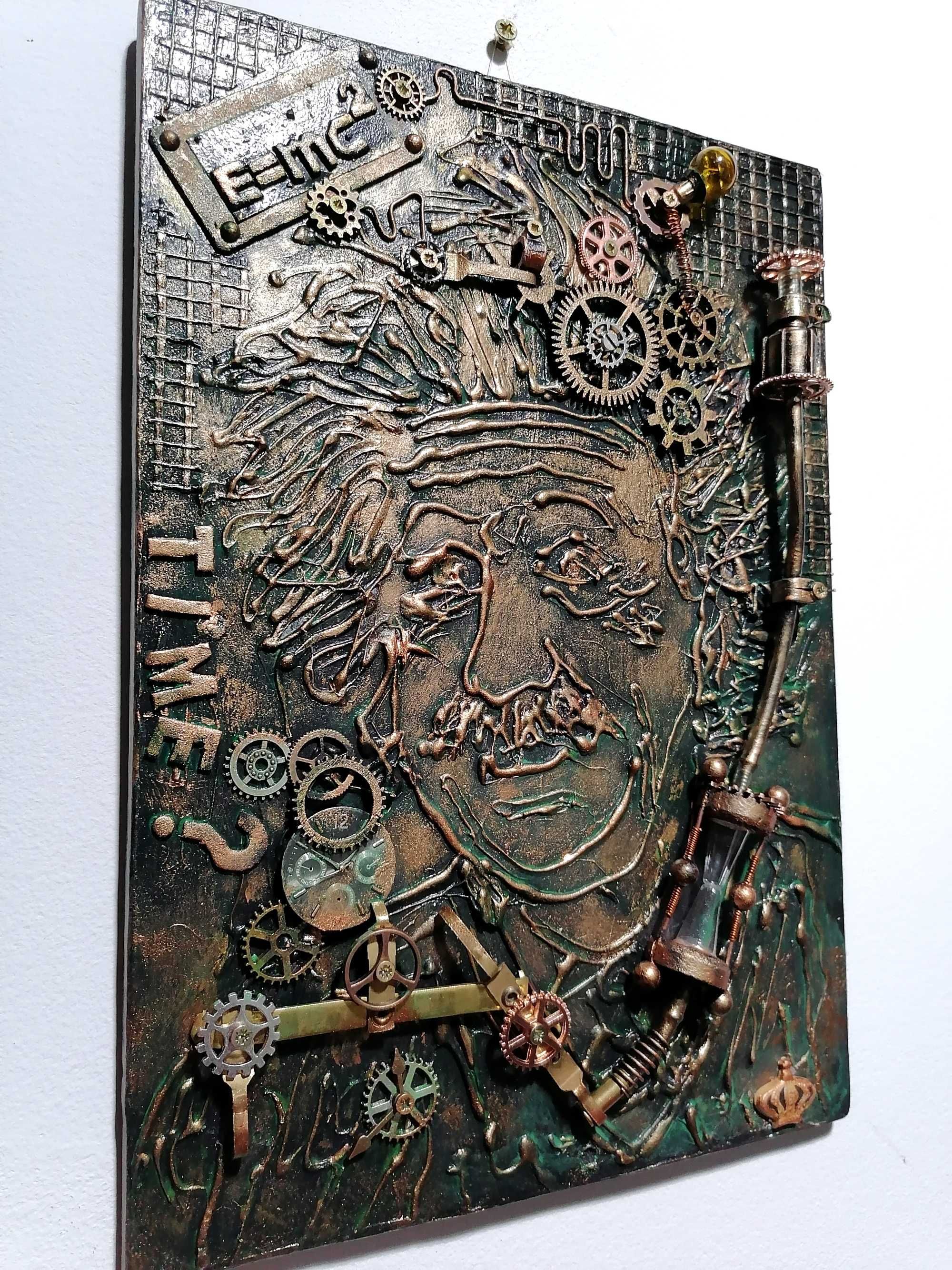 Albert Einstein geniu steampunk,industrial,tablou 3d unicat