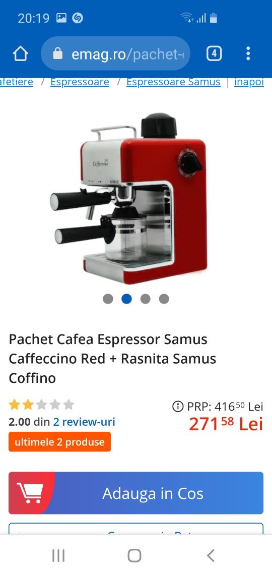 Pachet Cafea Espressor Samus Caffeccino Red