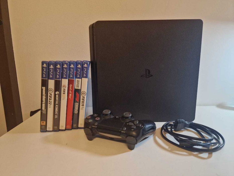 Vand PS4 slim defect + 7 jocuri + cablu de alimentare