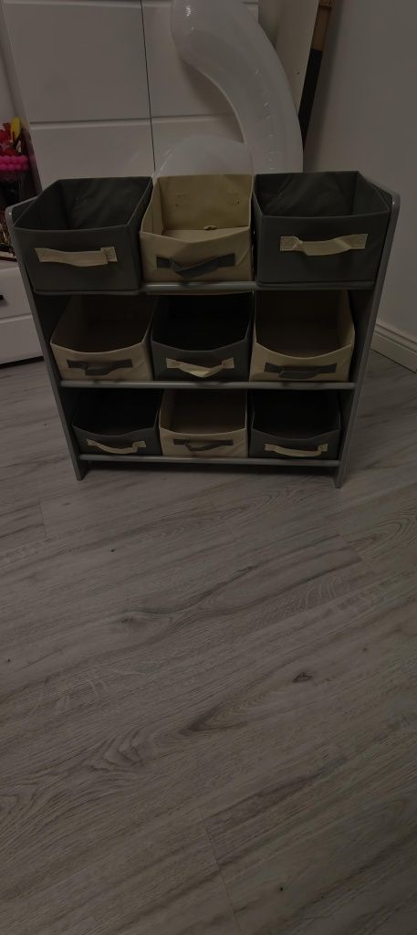 Raft de depozitare jucarii, 9 cutii detasabile din tesatura
