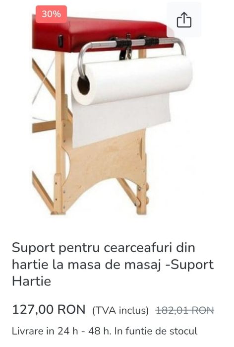Masa masaj cu suport hartie