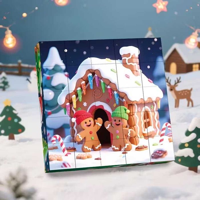 Коледен магнитен пъзел, 25 кубчета