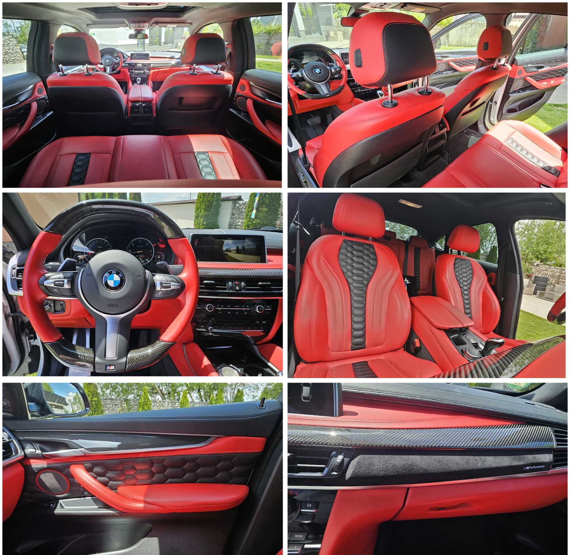 Un BMW X6 deosebit.   3.0 Diesel xDrive de 258 CP, Alb cu piele rosie