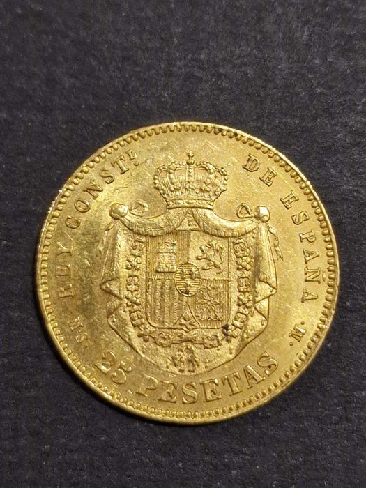 Златна монета 25песети АлфонсоXII 1881,1880,20 песети АлфонсоXIII 1890