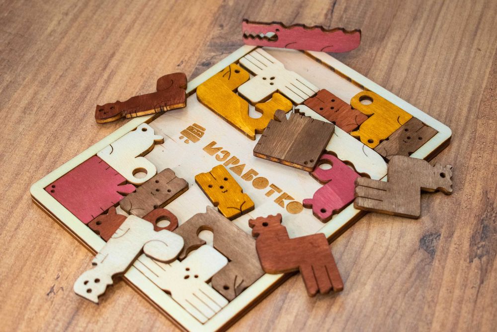 Дървен пъзел Зоо Тетрис