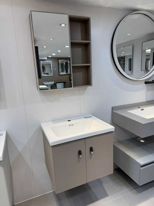 Аксесоари за баня,шкаф огл,сив мат,хром,неръждайма стомана,душ,батерия