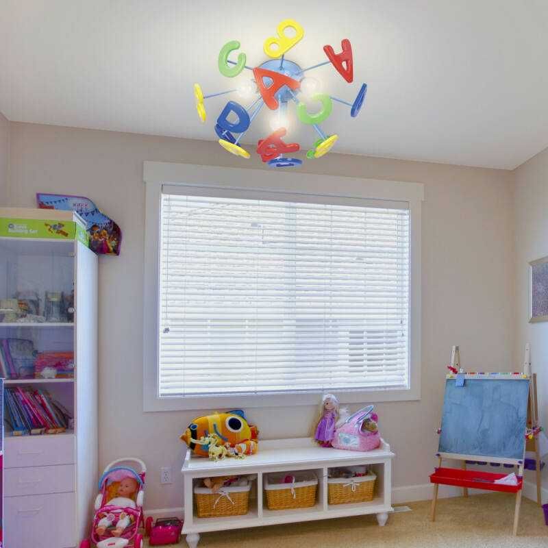 Plafoniera multicolora cu litere  pentru camera copii