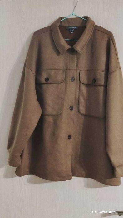 Рубашка женская, теплая, кофе с молоком. Оверсайз.