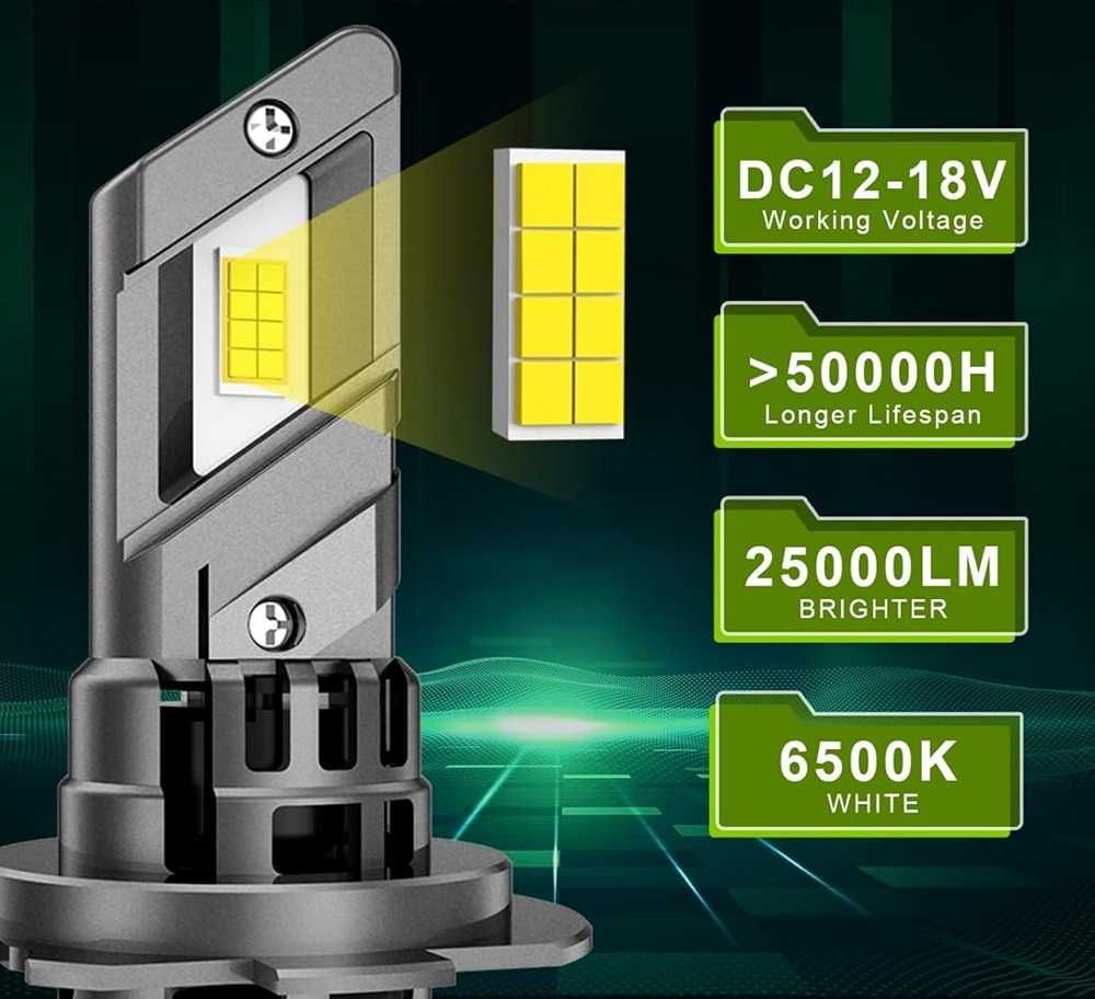 100W LED Мини Диодни крушки H7 12V +300% Светлина.