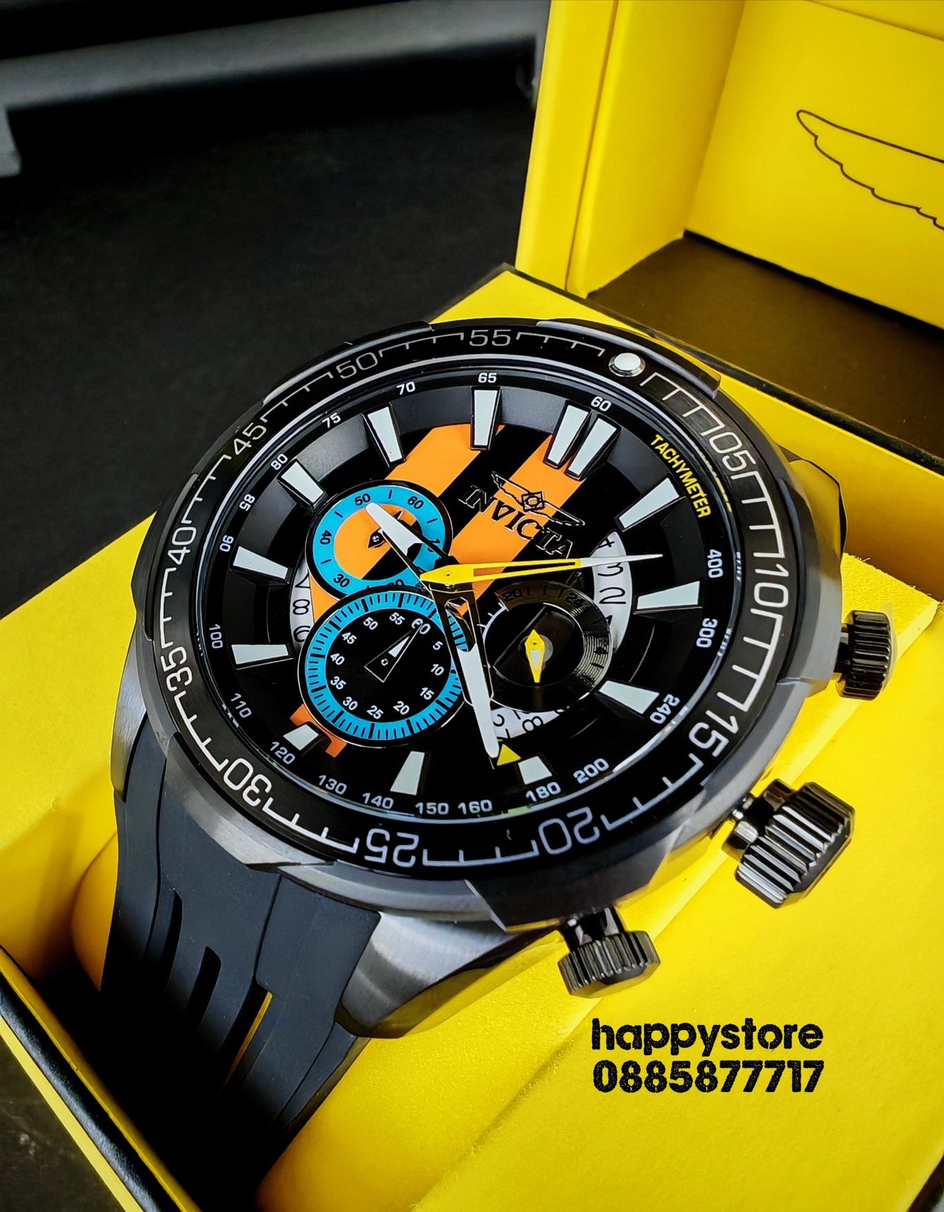 часовник INVICTA Racing Black 50 mm, Инвикта нов, ръчен часовник