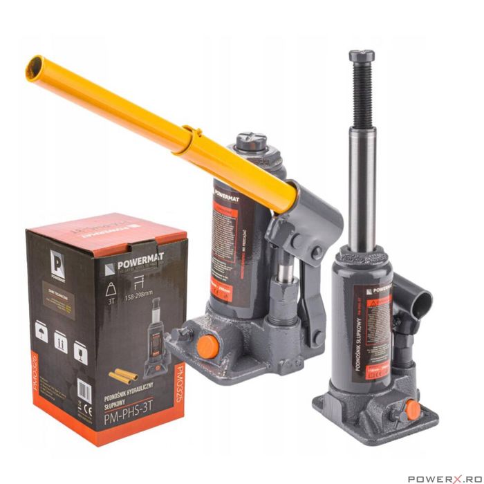 Cric hidraulic, capacitate 3 tone, 298 mm - 158 mm, Powermat