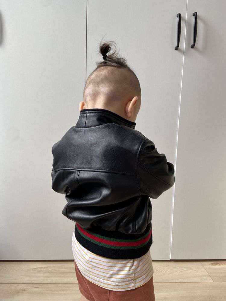 Турецкая кожаная куртка на мальчика, размер 1 год