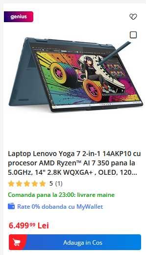Vand laptop 2 in 1, Lenovo Yoga 7, 14IML9 - GARANTIE