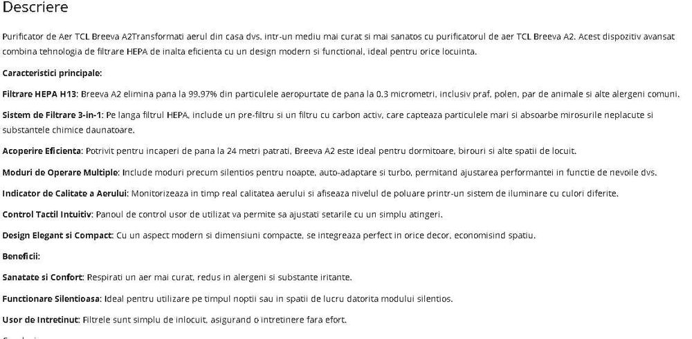 Purificator de aer TCL Breeva A2