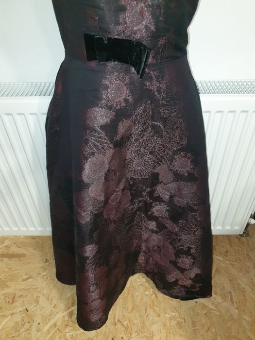 Rochie lungă, neagră cu mov, mar XL, 42-44, elegantă, nuntă, gală