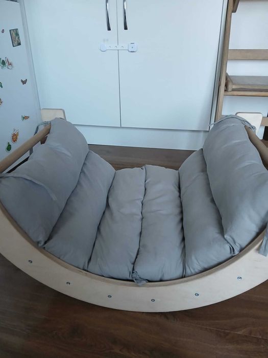 Дървена арка, рампа за катерене и пързалка