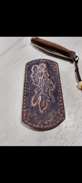 Калъф за джобно ножче от естествена кожа  ръчна изработка 
Стъпка прои