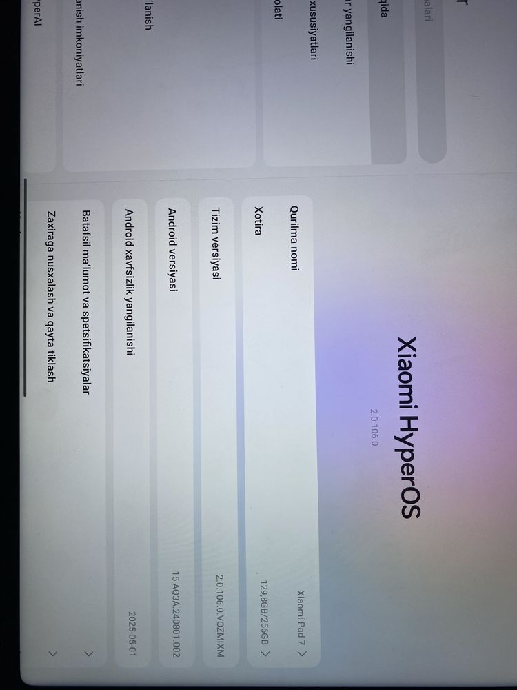 Xiaomi Pad 7 (wifi). 256gb/16gb. Snapdragon 7+ gen 3