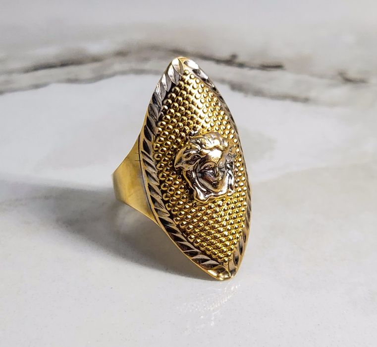 Inel din aur galben și alb de 14K, model „ventuză”