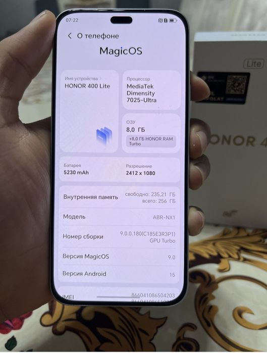 Honor 400 lite 5G kafolati bilan