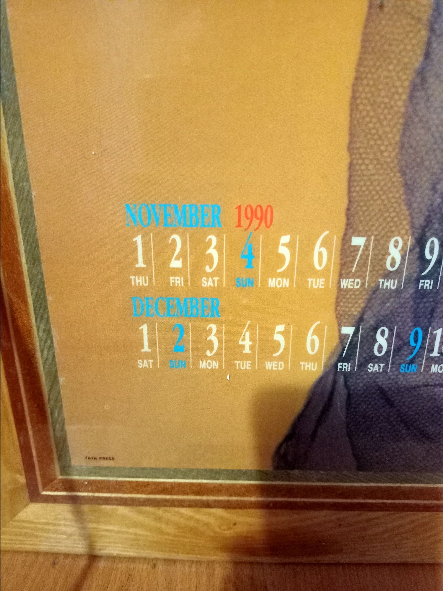 Картина винтажная календарь 1990 г ноябрь и декабрь