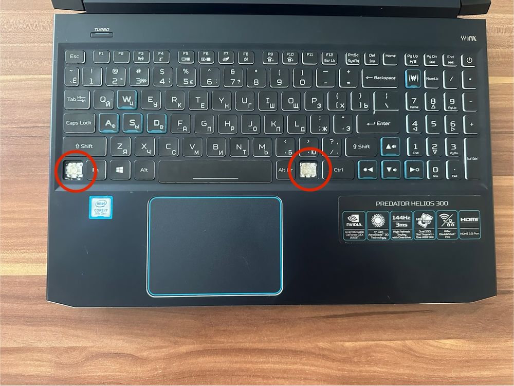 лаптоп Acer Predator Helios 300 (i7-975 gtx 1660ti ram 16gb SSD-512gb