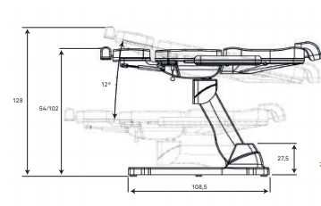 Стол за педикюр Plant (3 мотора) 168x56/81,5x54/128см -тъмно сив