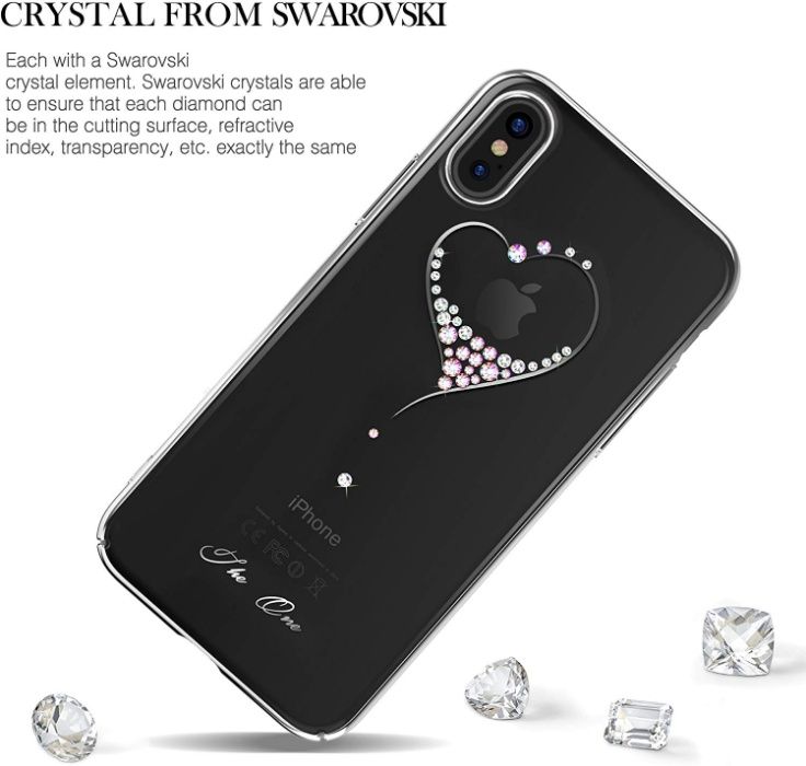 Husa Kingxbar pentru Apple iPhone X design Cristale Swarovski - Silver