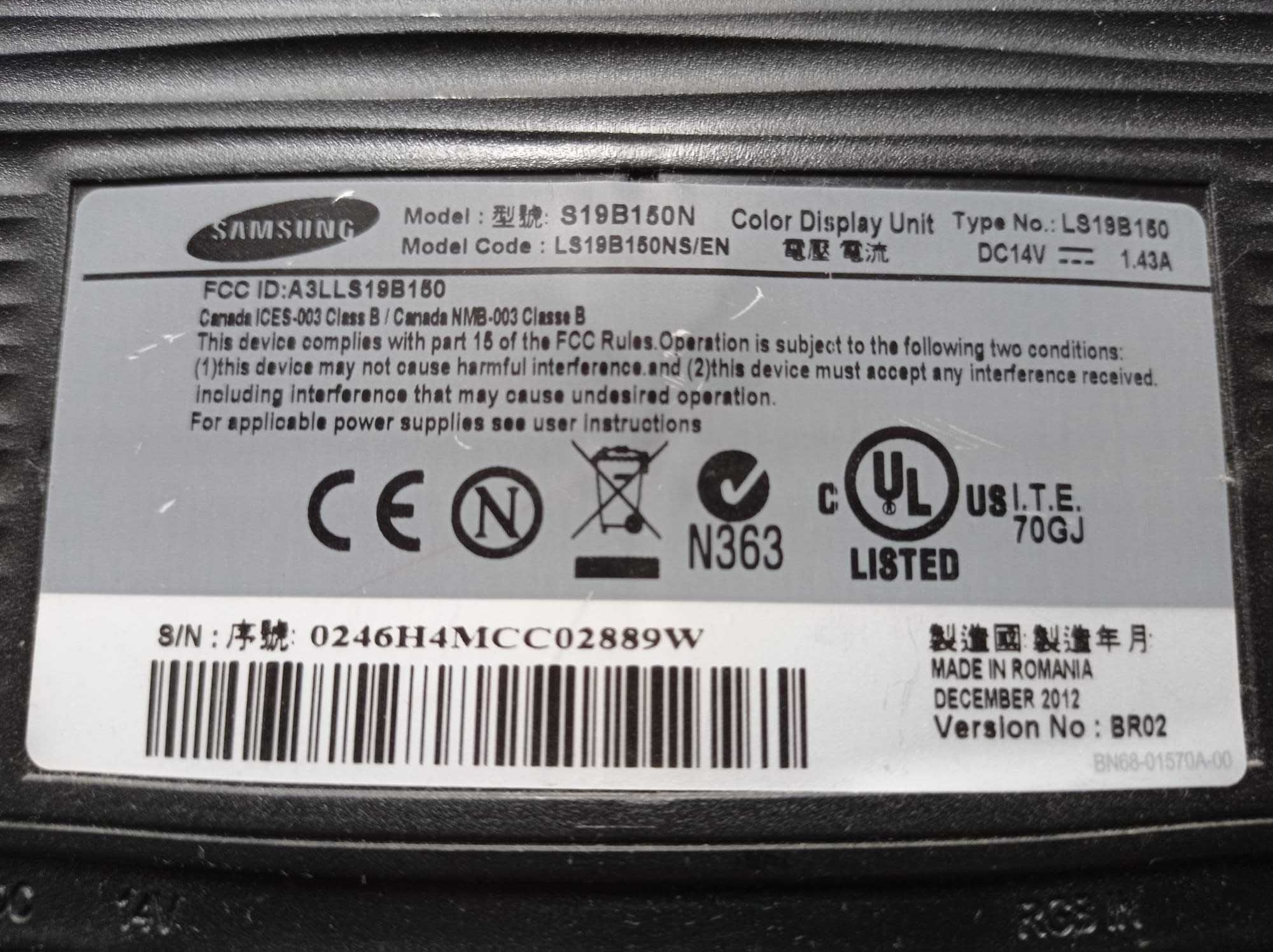 Monitor Samsung 18.5 negru lucios S19B150N