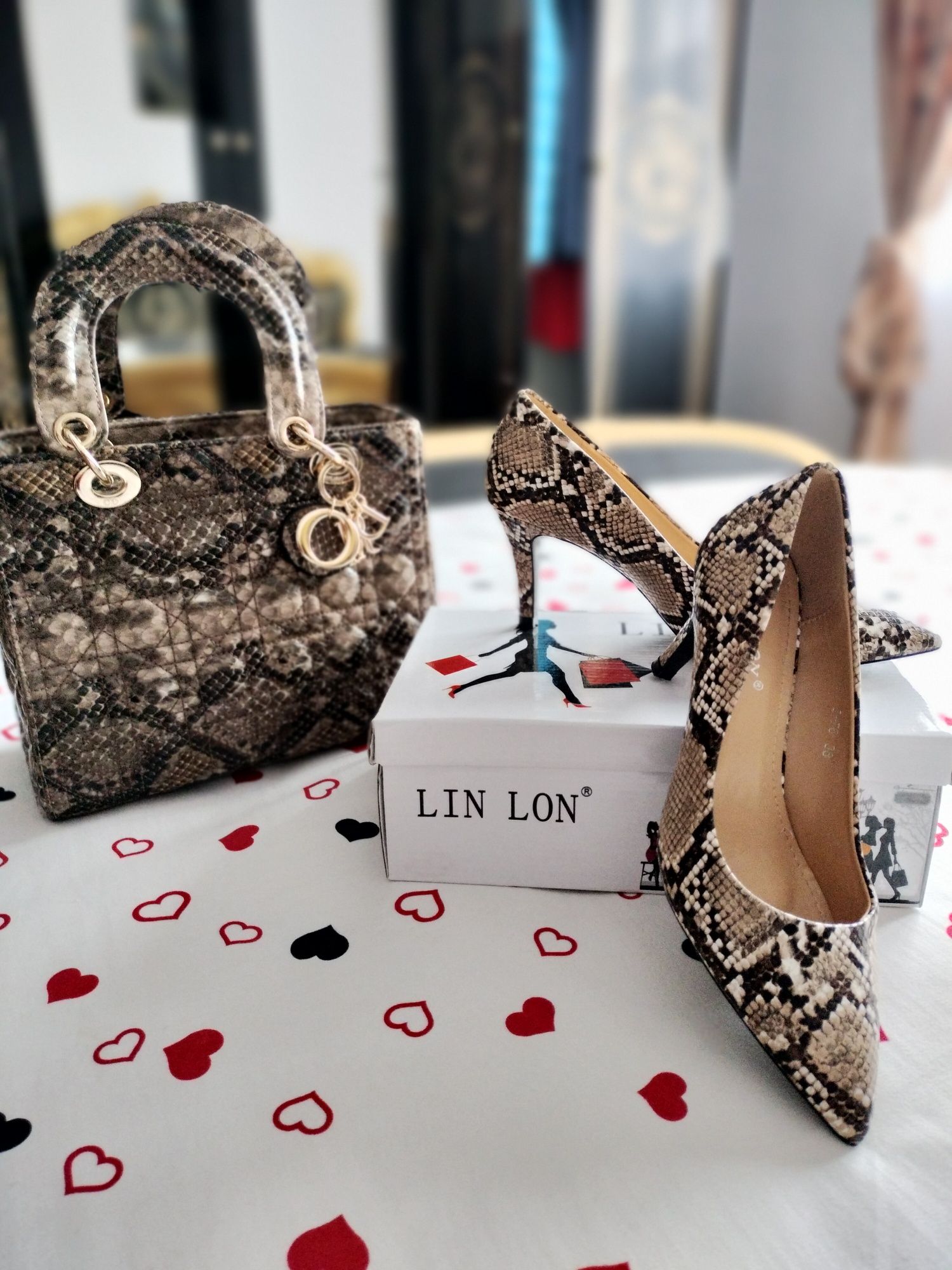 Set piele geantă+pantofi Dior