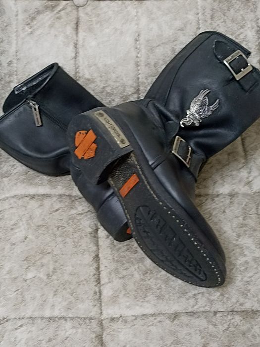 мужские черные кожаные мотоциклетные ботинки Harley-Davidson с пряжкам